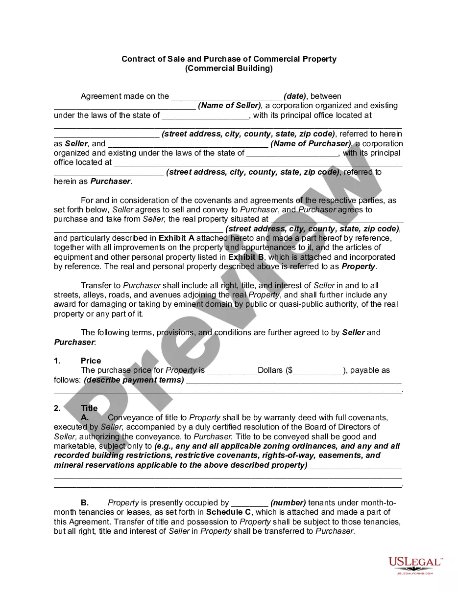 Contract of Sale and Purchase of Commercial Property Commercial