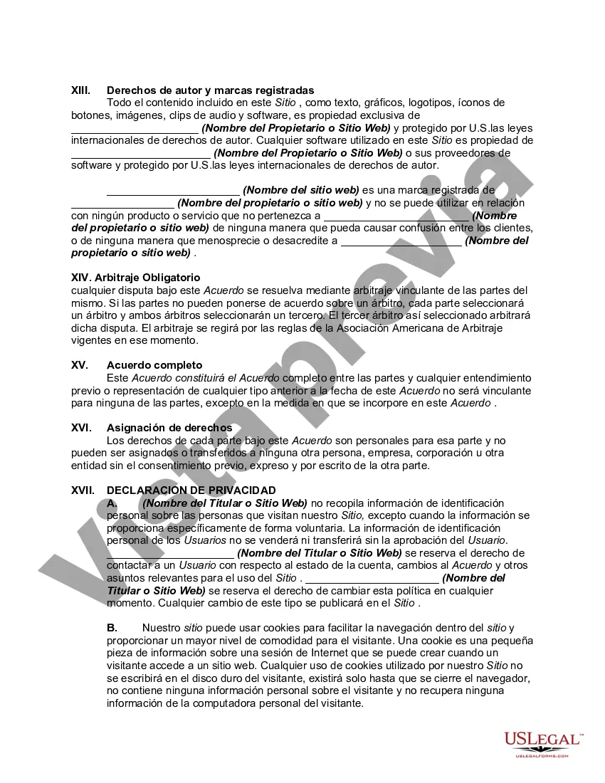 Get Acuerdo de usuario de suscripción al sitio web - Términos de uso para la política de privacidad del curso electrónico de venta en línea del sitio web Preview Acuerdo de usuario de suscripción al sitio web - Términos de uso para la política de privacidad del curso electrónico de venta en línea del sitio web