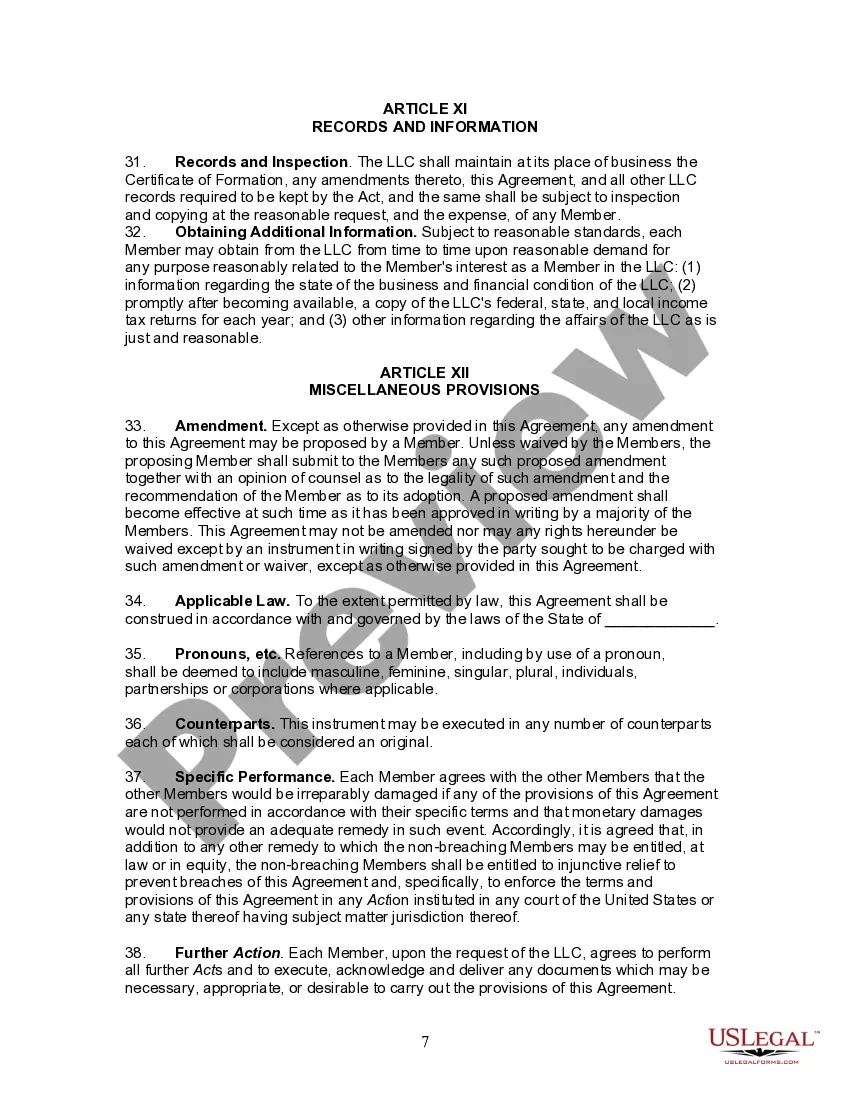 Get Operating Agreement for States who have Adopted the Uniform Limited Liability Act and the Revised Uniform Limited Liability Act Preview Operating Agreement for States who have Adopted the Uniform Limited Liability Act and the Revised Uniform Limited Liability Act
