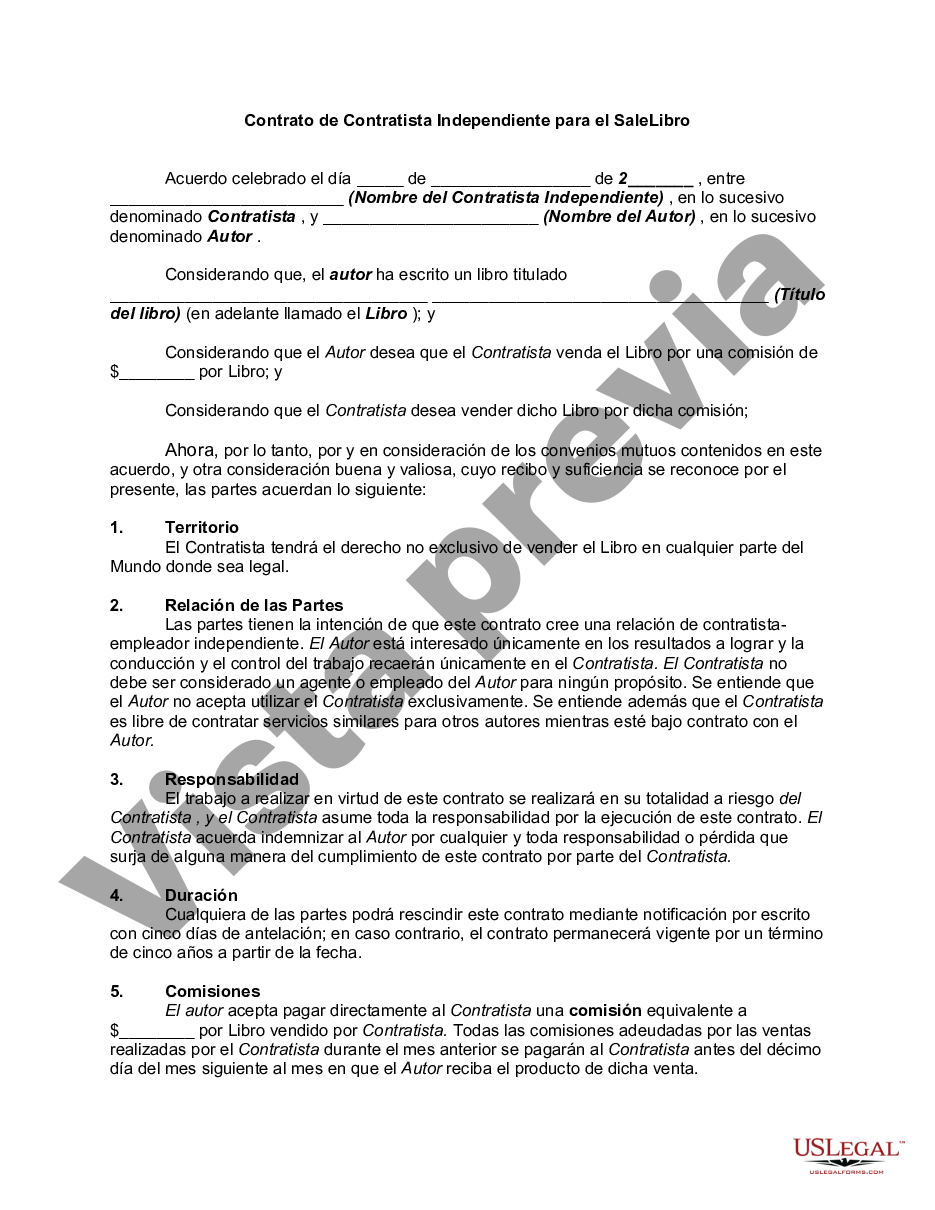 Hillsborough Florida Contrato De Contratista Independiente Para Trabajadores Por Cuenta Propia 0847