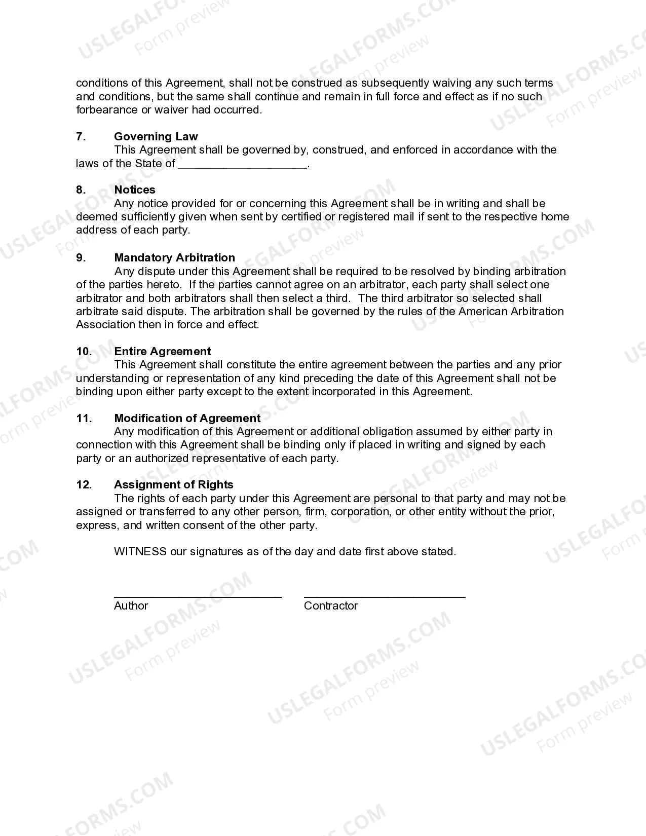 Preview Self-Employed Independent Contractor Agreement for the Sale of Book
