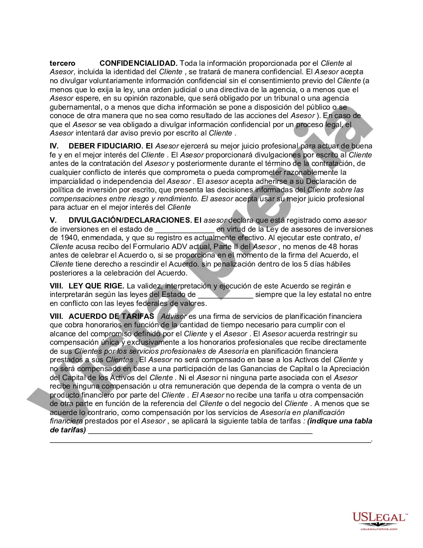 Preview Acuerdo para Prestar Servicios de Asesoría en Planificación Financiera
