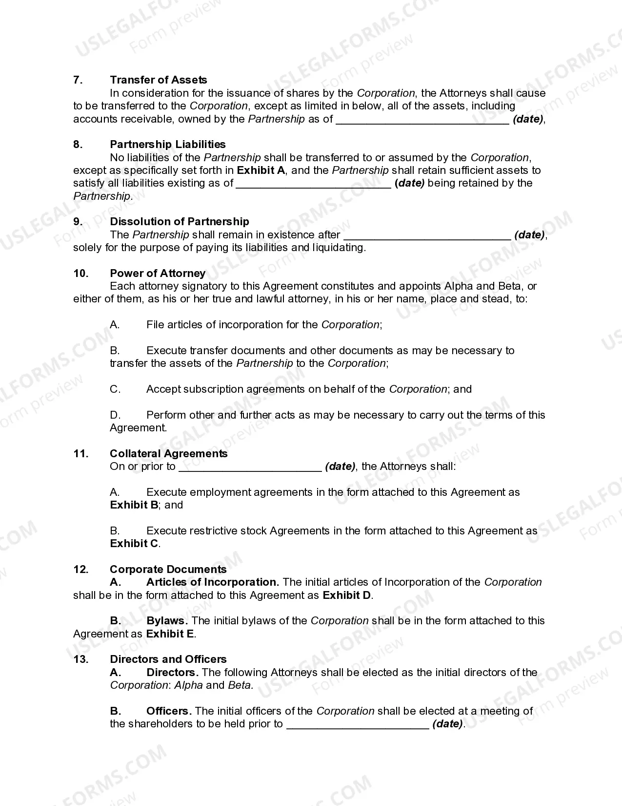 Preview Pre-incorporation Agreement of Professional Corporation of Attorneys