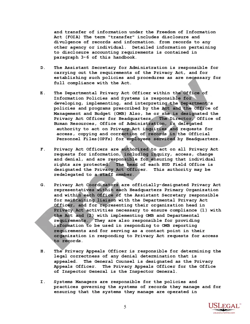 Get HUD Privacy Act Handbook with Explanation Preview HUD Privacy Act Handbook with Explanation