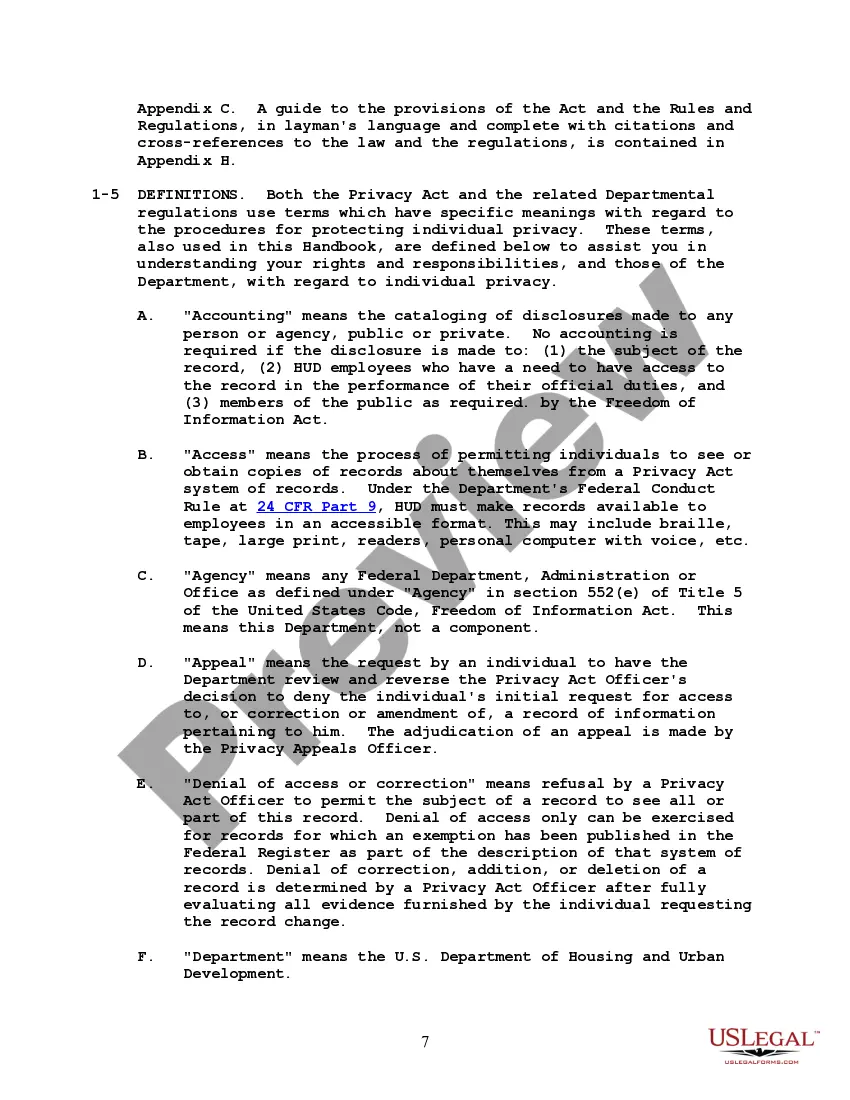 Get HUD Privacy Act Handbook with Explanation Preview HUD Privacy Act Handbook with Explanation