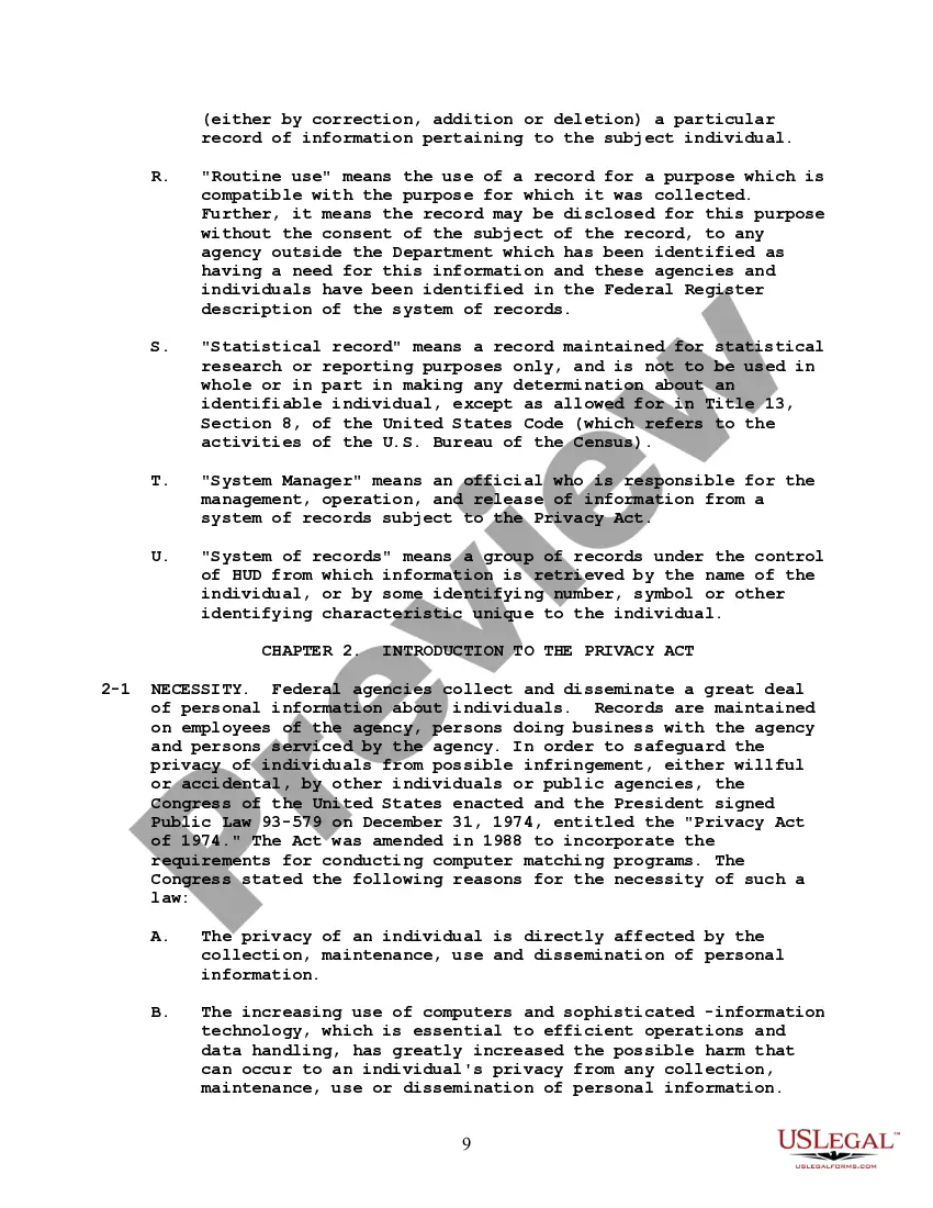 Get HUD Privacy Act Handbook with Explanation Preview HUD Privacy Act Handbook with Explanation