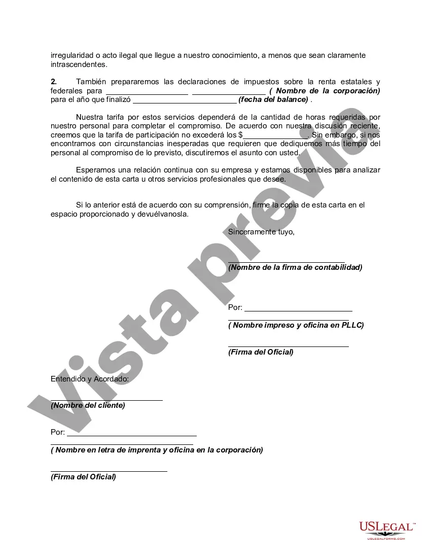 Preview Carta de Compromiso para Revisión de Estados Financieros y Compilación por Firma de Contabilidad