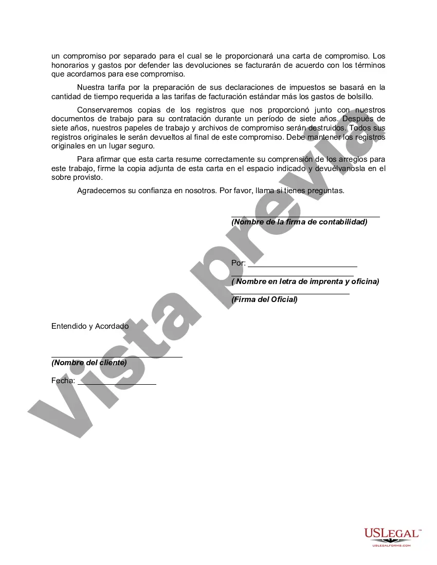Preview Carta de compromiso de declaración de impuestos individual