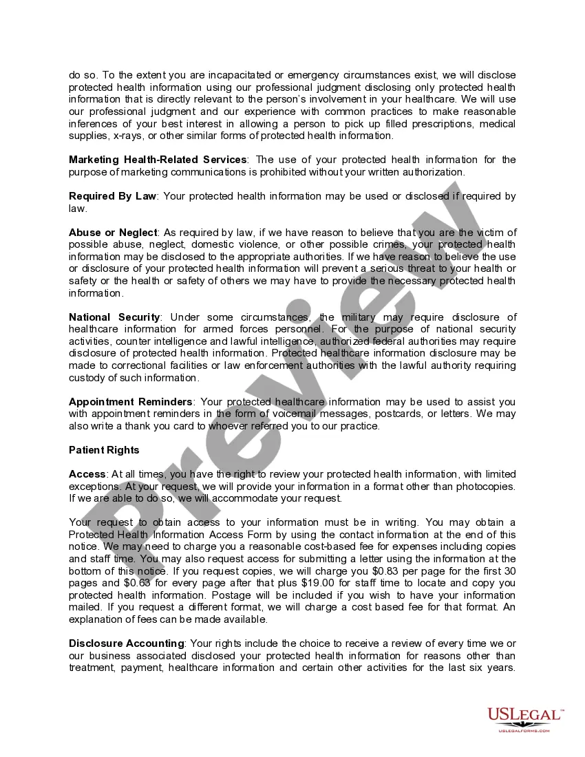 Preview Notice of Privacy Policies Regarding Acupuncture Clinic