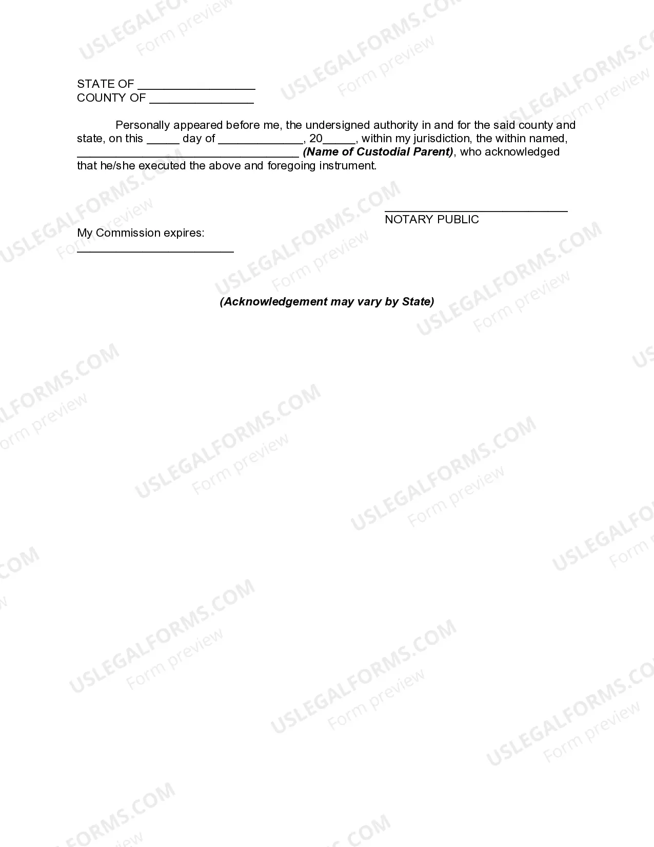 Preview Temporary Guardianship Agreement with Detailed Authorization Regarding the Acquiring of Medical Care for Minor Children
