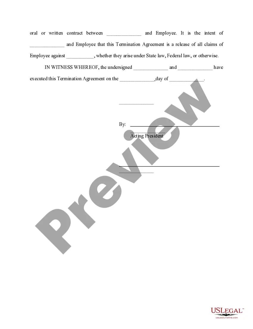 Preview Termination Agreement College Employee