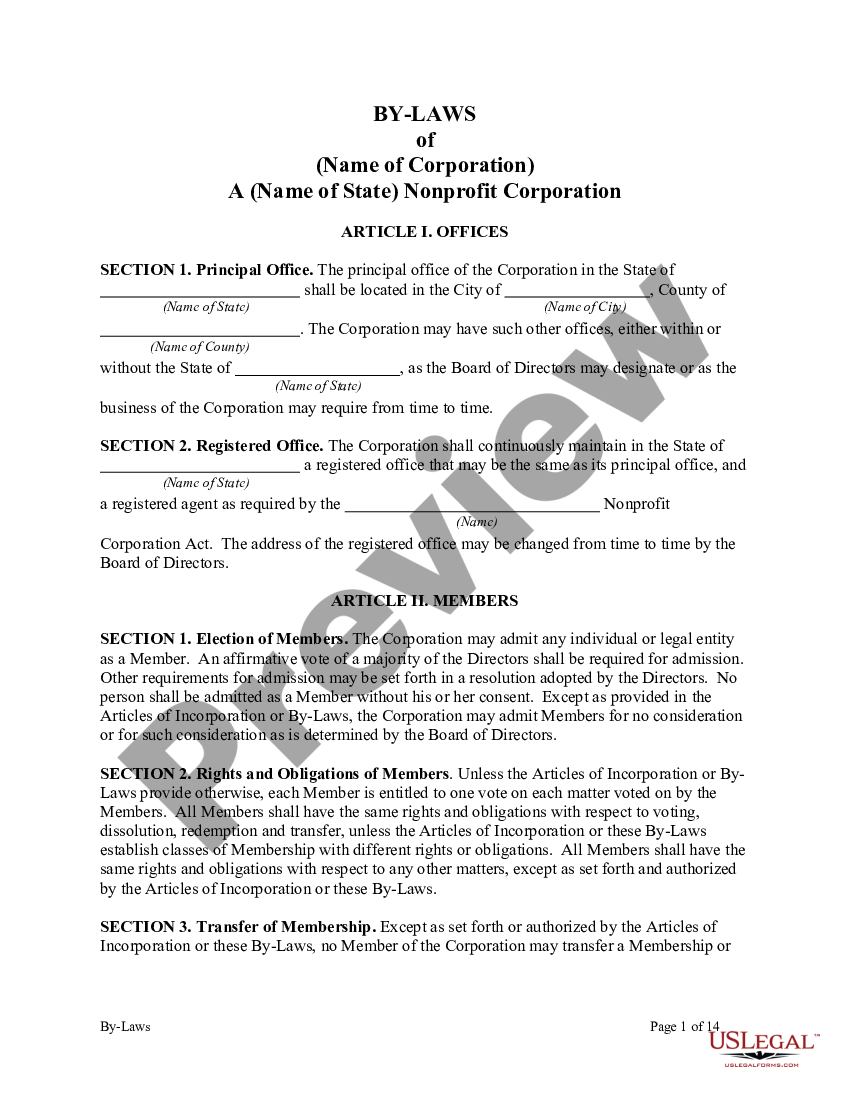 Louisiana Bylaws of Nonprofit Corporation Nonprofit Form US Legal Forms