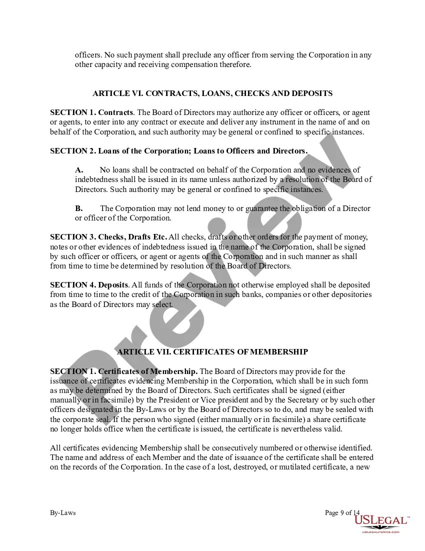 Preview Bylaws of Nonprofit Corporation