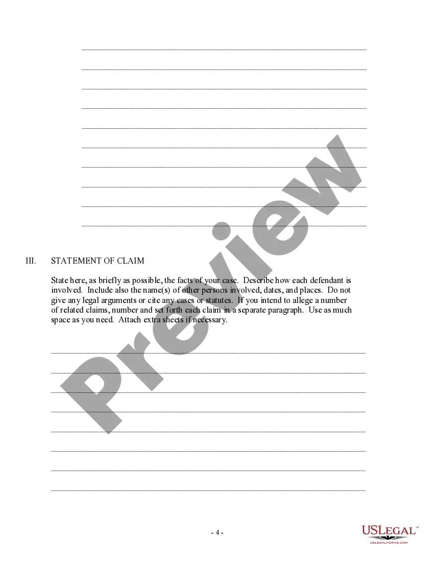 Get Federal Pro Se - Non-Prisoner - Complaint Form Preview Federal Pro Se - Non-Prisoner - Complaint Form