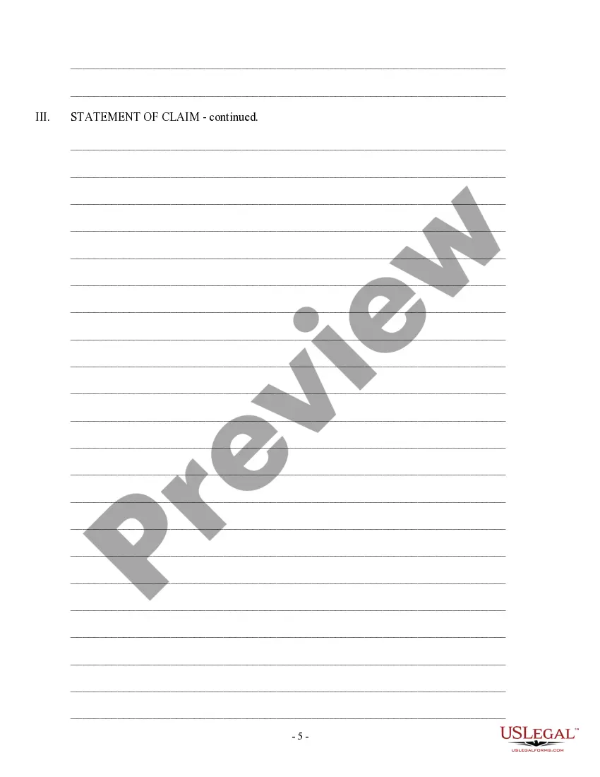 Get Federal Pro Se - Non-Prisoner - Complaint Form Preview Federal Pro Se - Non-Prisoner - Complaint Form