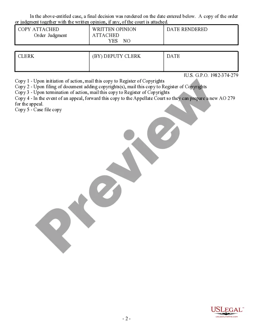Preview Report on the filing or determination of an action or appeal regarding a copyright
