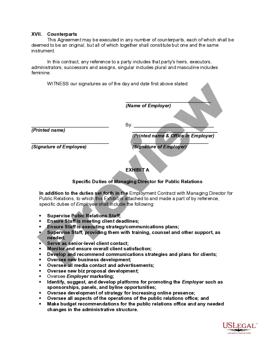 Get Employment Contract with Managing Director for Public Relations Preview Employment Contract with Managing Director for Public Relations