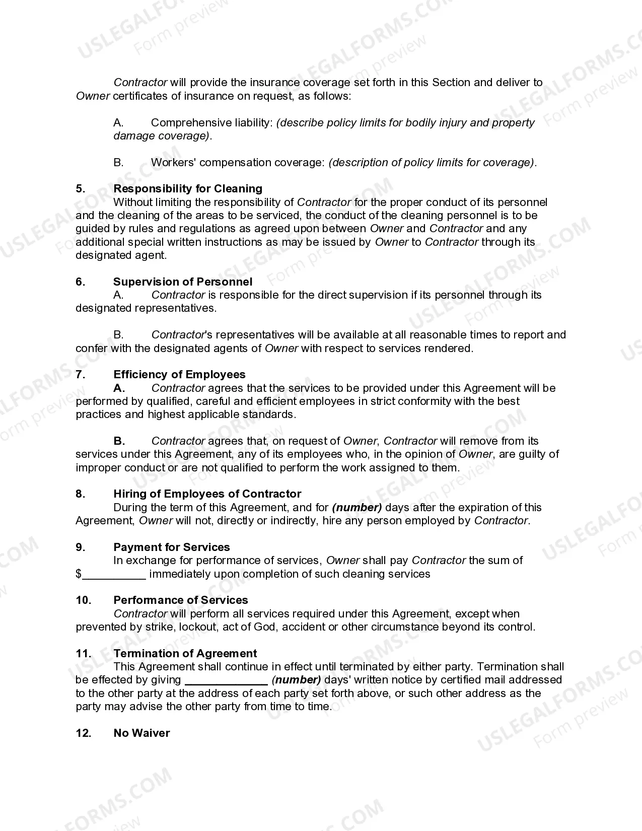 Preview Home and Commercial Carpet and Upholstery Cleaning Services Agreement