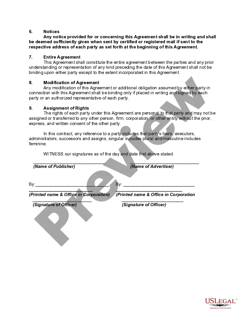 Get Contract between Advertiser and Newspaper for Advertising Space Preview Contract between Advertiser and Newspaper for Advertising Space