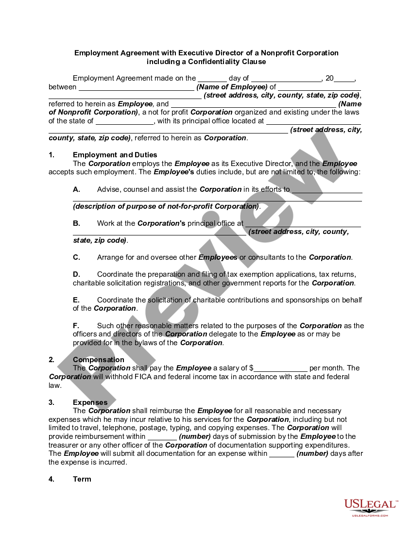 north-carolina-employment-agreement-with-executive-director-of-a-nonprofit-corporation-including