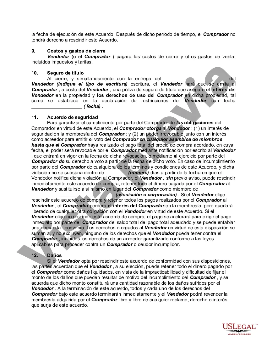 Preview Acuerdo para la Compra de una Propiedad de Tiempo Compartido con el Vendedor que Financia la Compra