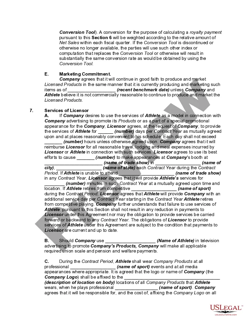 Get Endorsement Agreement Between Apparel Company and Licensor of Professional Athlete - Replacing Agreement with former Licensor Preview Endorsement Agreement Between Apparel Company and Licensor of Professional Athlete - Replacing Agreement with former Licensor