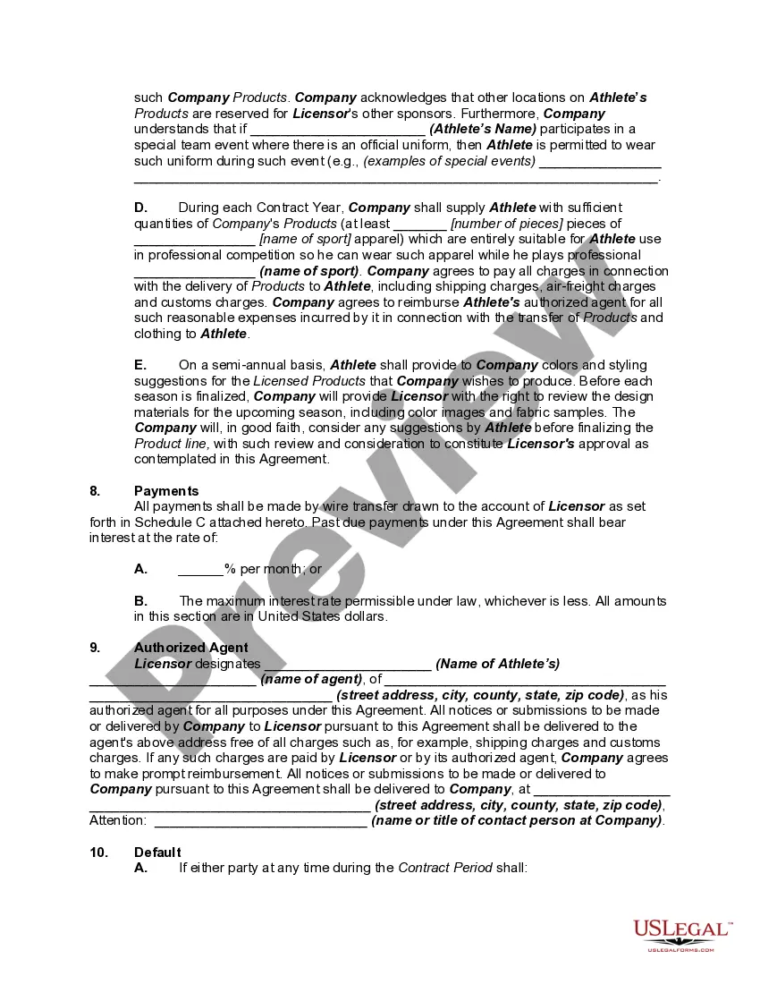 Get Endorsement Agreement Between Apparel Company and Licensor of Professional Athlete - Replacing Agreement with former Licensor Preview Endorsement Agreement Between Apparel Company and Licensor of Professional Athlete - Replacing Agreement with former Licensor