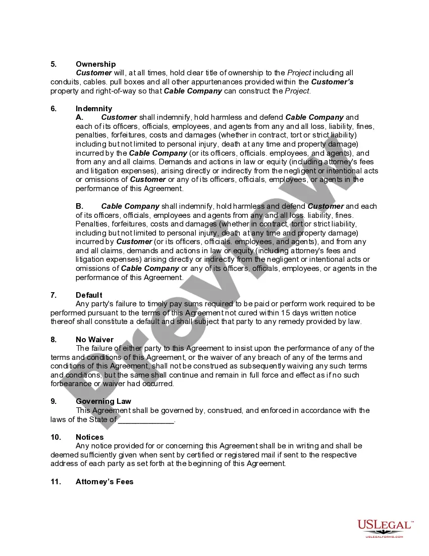 Get Agreement Regarding Installation and Use of High Speed Fiber Optic Cable and Related Infrastructure - Self-Employed Preview Agreement Regarding Installation and Use of High Speed Fiber Optic Cable and Related Infrastructure - Self-Employed