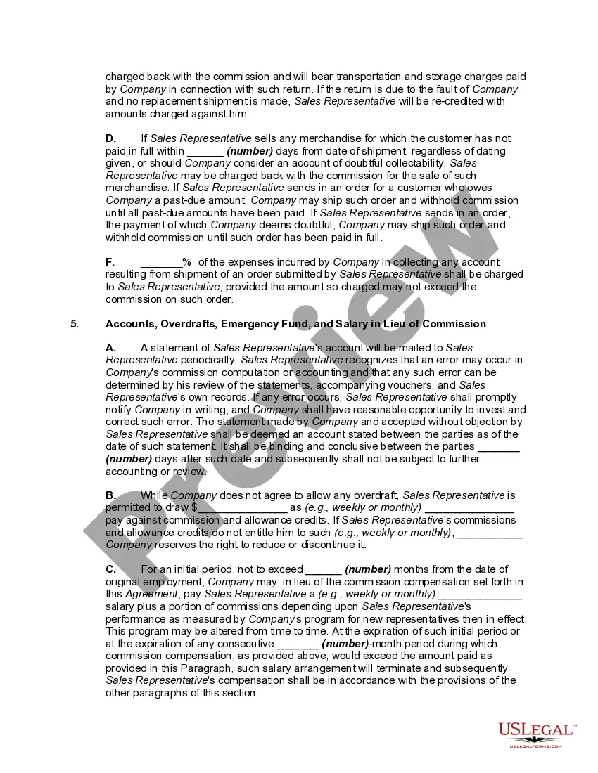 Preview Employment of Sales Representative as Independent Contractor to Sell Wholesale Beauty Supplies in Exclusive Territory