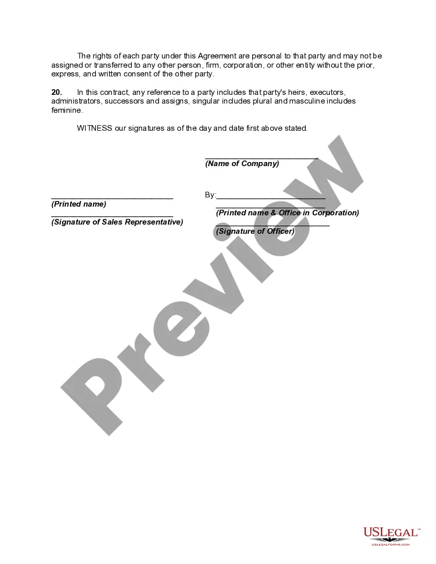 Preview Employment of Sales Representative as Independent Contractor to Sell Wholesale Beauty Supplies in Exclusive Territory