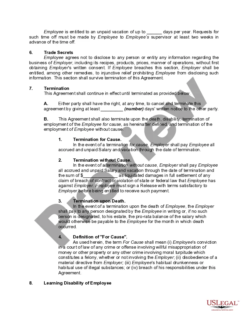 Get Employment Agreement with Cook who has a Learning Disability Preview Employment Agreement with Cook who has a Learning Disability