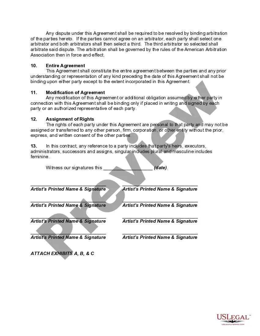Get Agreement Between Composers, Vocalists and Musicians to Write, Produce and Record Holiday Recording with Profits to go to Charities Preview Agreement Between Composers, Vocalists and Musicians to Write, Produce and Record Holiday Recording with Profits to go to Charities