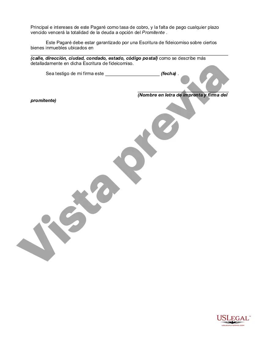 Preview Pagaré garantizado por bienes inmuebles con una tasa de interés fija y pagos a plazos en relación con la compra de un negocio