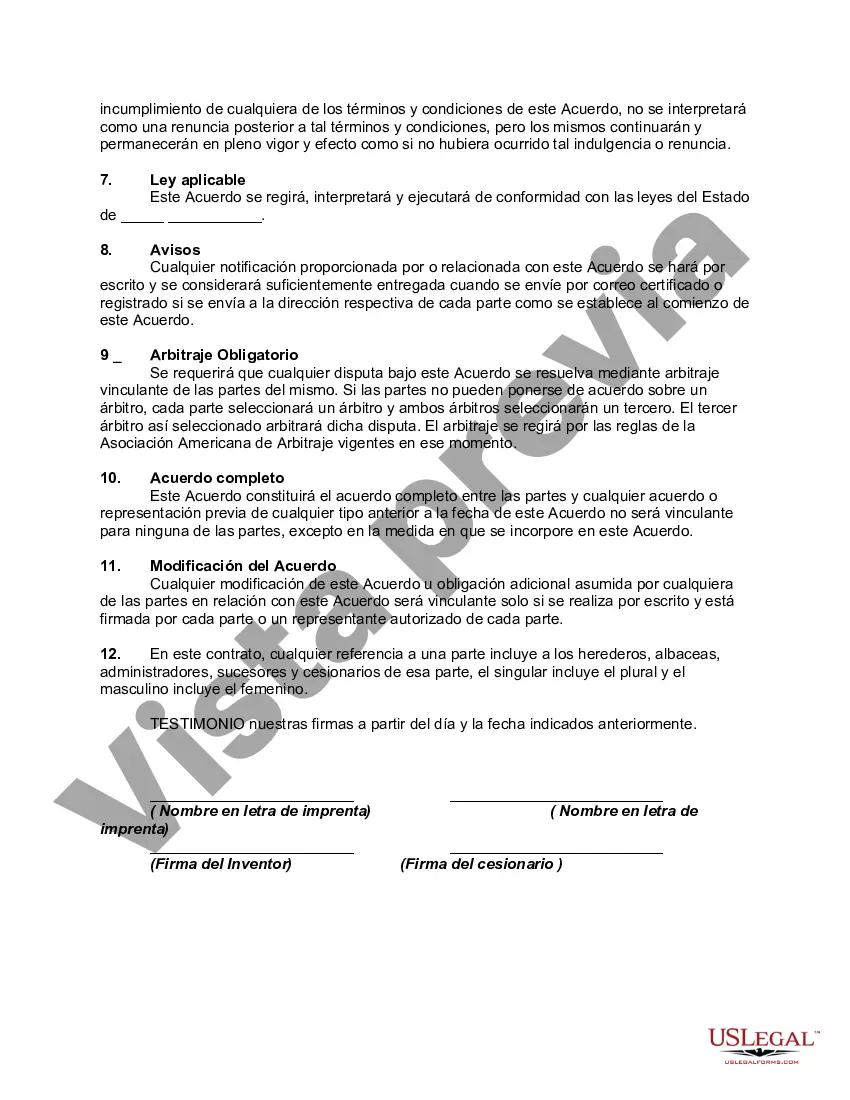 Get Cesión de derechos sobre la invención antes de la ejecución de la solicitud Preview Cesión de derechos sobre la invención antes de la ejecución de la solicitud
