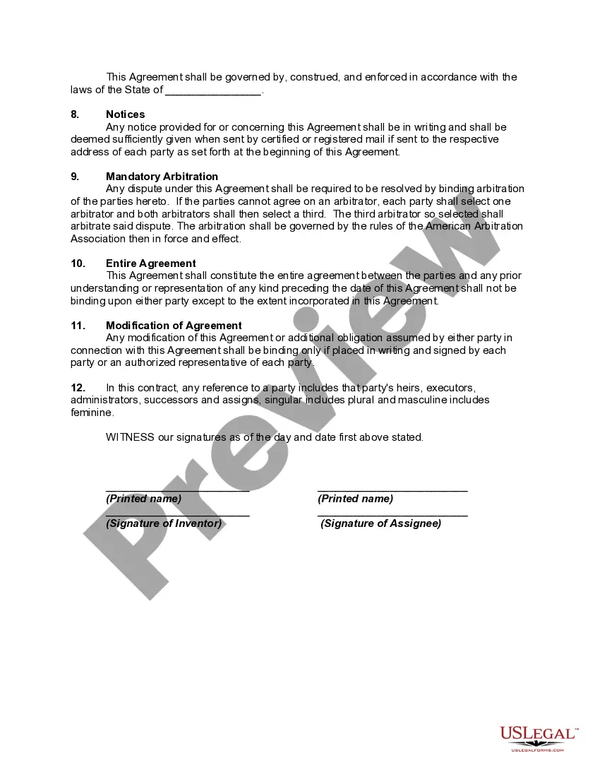 Get Assignment of Rights in Invention Prior to Execution of Application Preview Assignment of Rights in Invention Prior to Execution of Application