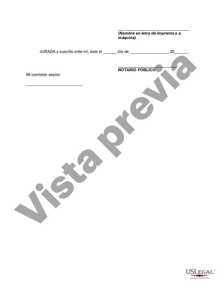 Preview Declaración Jurada y Prueba de Residente Permanente o Residencia Entregada para Comprobar la Pérdida del Pasaporte