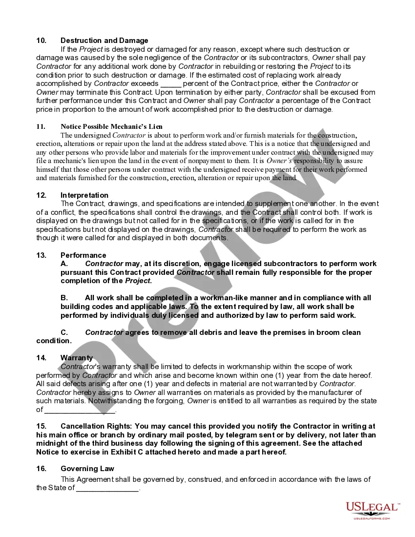 Preview Construction Contract for Bathroom Remodeling
