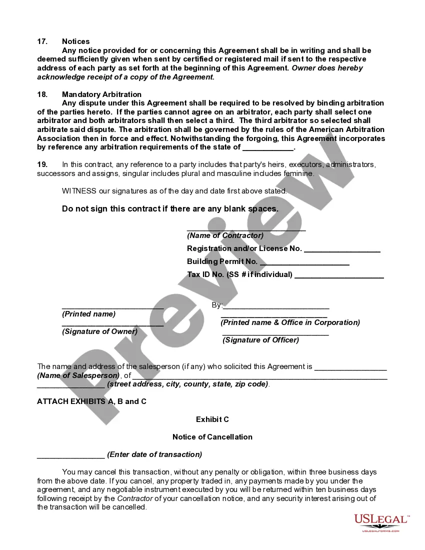 Preview Construction Contract for Bathroom Remodeling