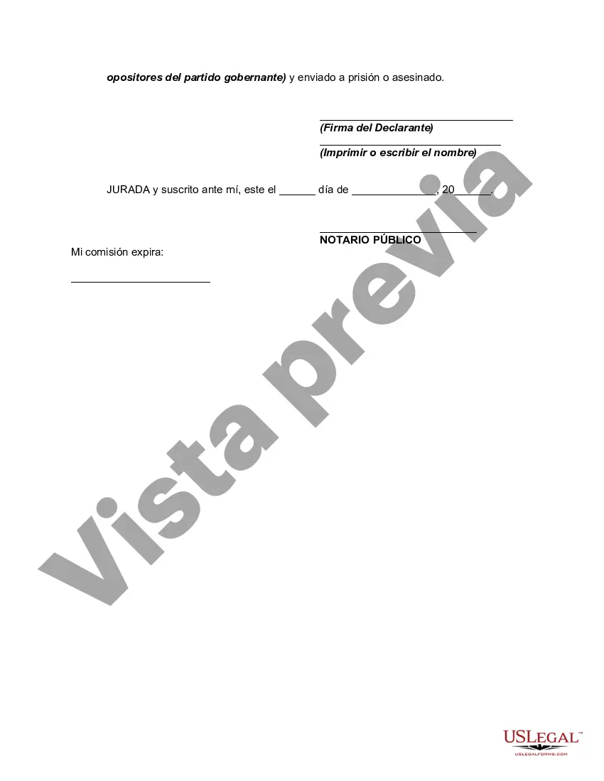 Preview Declaración jurada y prueba de amigo y socio comercial en apoyo de la solicitud de asilo