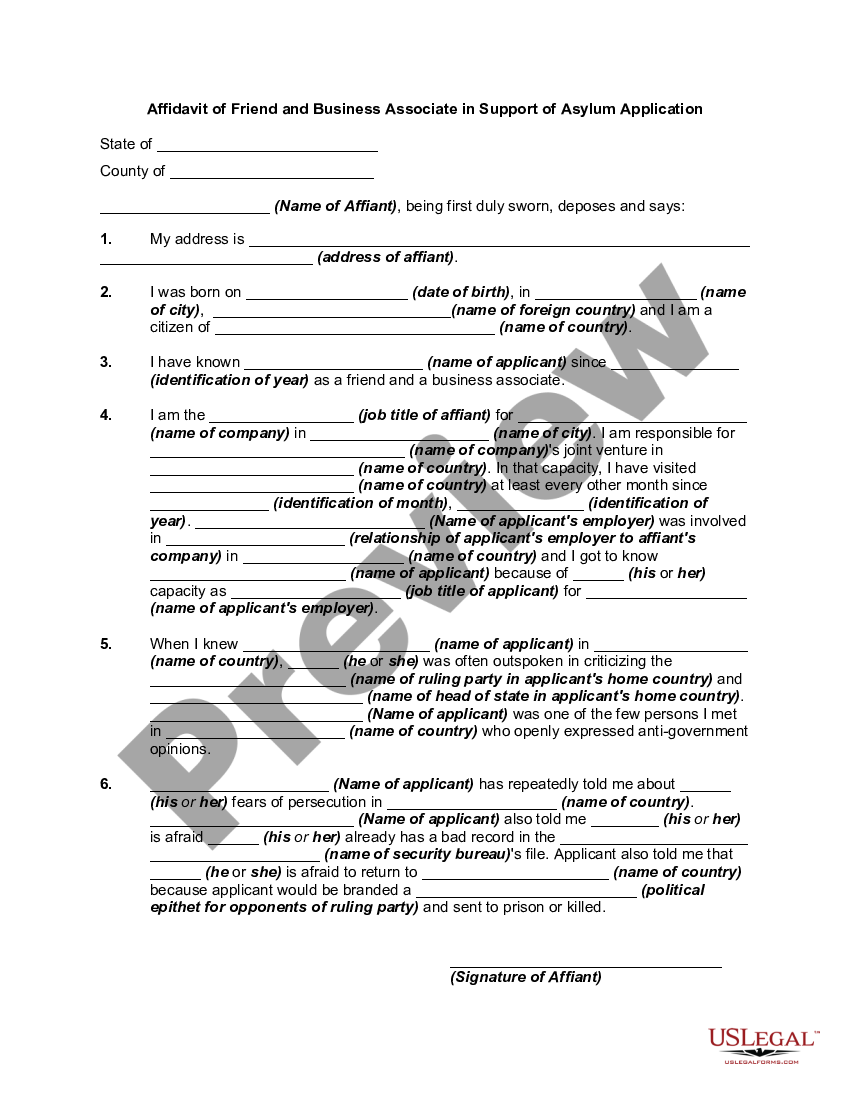 Asylum Application Sample