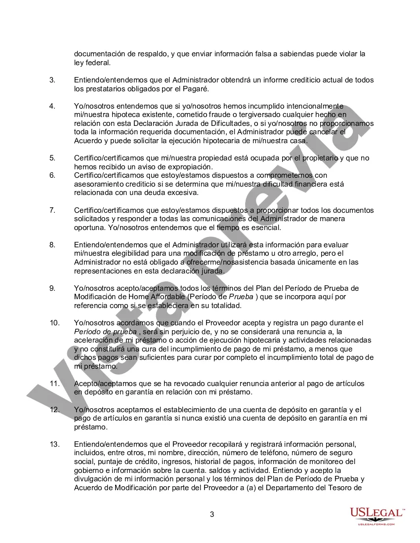 Get Declaración Jurada de Dificultades del Programa de Modificación Home Affordable Preview Declaración Jurada de Dificultades del Programa de Modificación Home Affordable