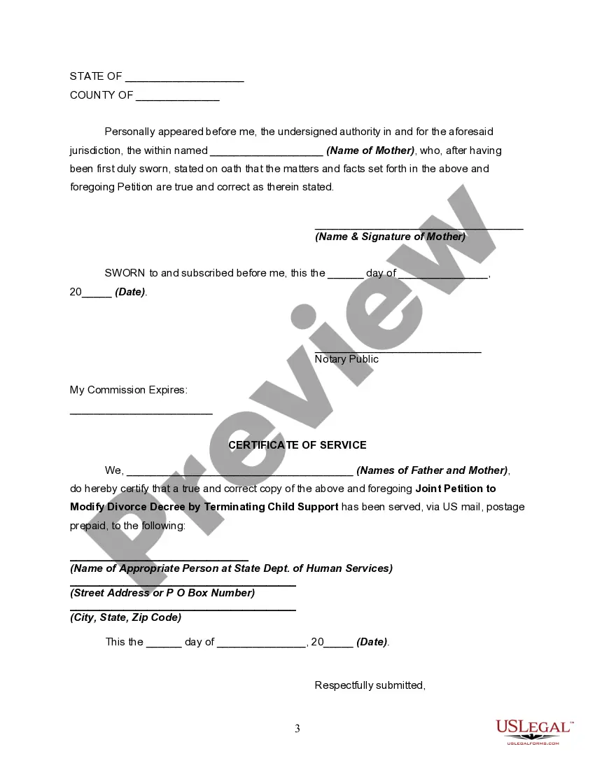 Get Joint Petition to Modify or Amend Divorce Decree by Terminating Child Support - Minor Left Home, Living Independently, Refuses to Work or Go to School Preview Joint Petition to Modify or Amend Divorce Decree by Terminating Child Support - Minor Left Home, Living Independently, Refuses to Work or Go to School