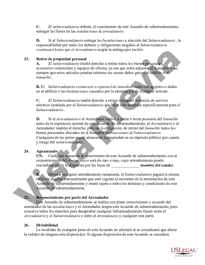Preview Contrato de subarrendamiento de espacio de oficina