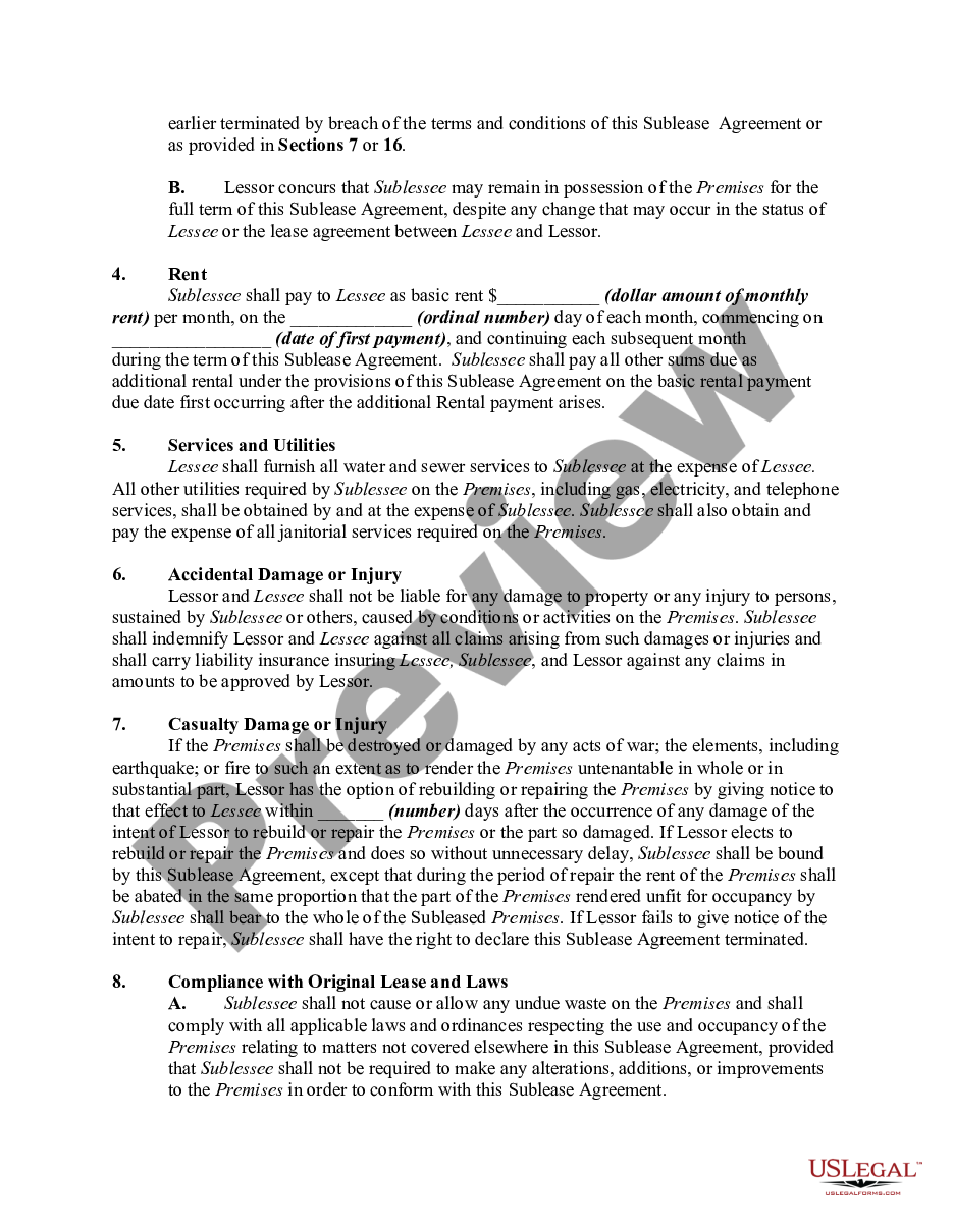 page 1 Sublease Agreement for Office Space preview