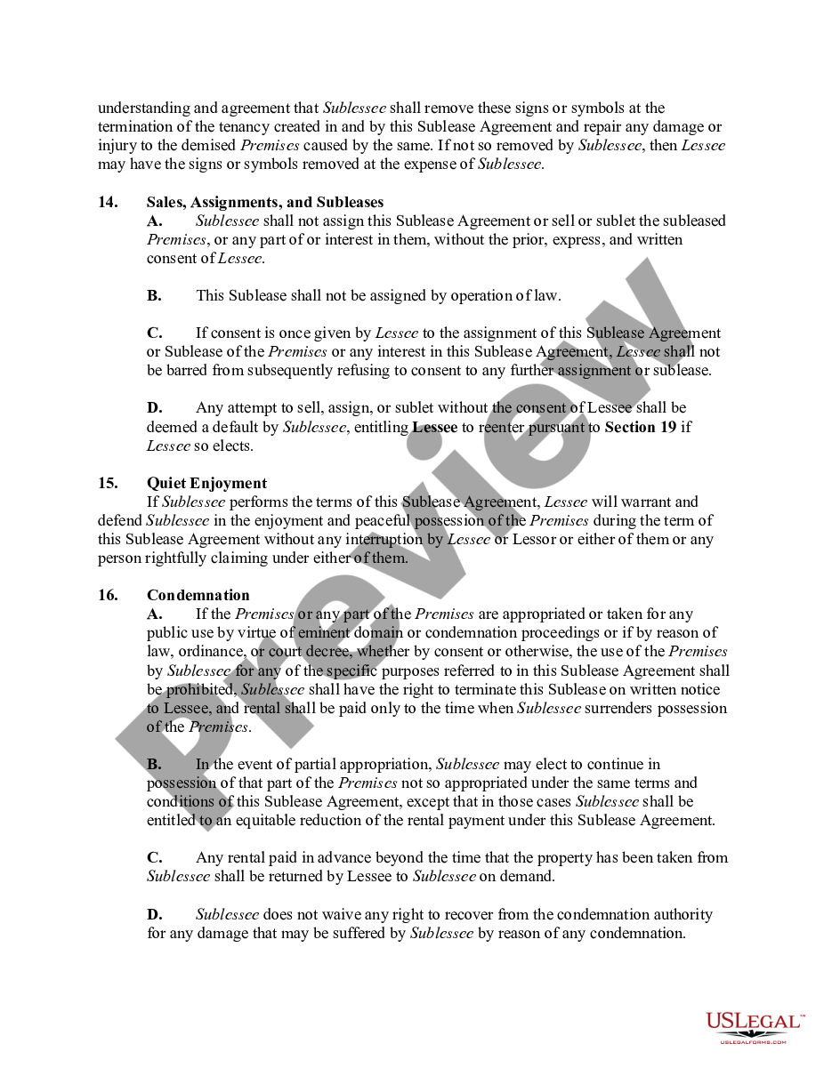 page 3 Sublease Agreement for Office Space preview