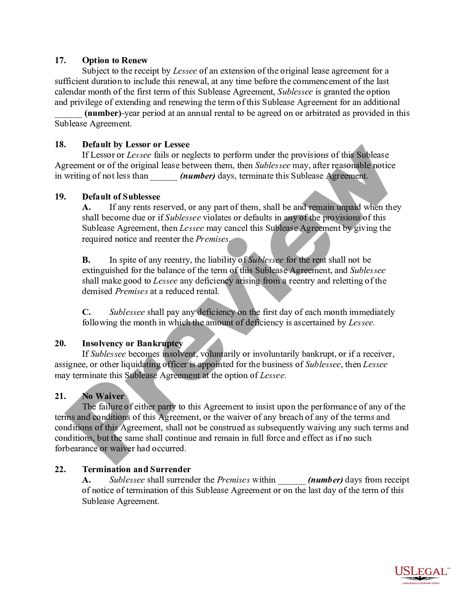 page 4 Sublease Agreement for Medical Office Space preview
