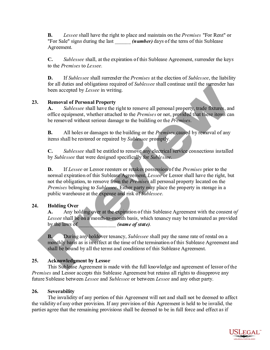 page 5 Sublease Agreement for Medical Office Space preview