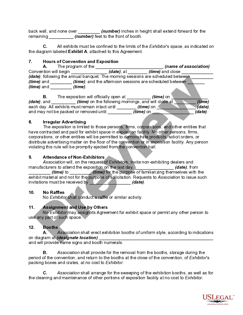 Get Contract for Exhibition Space or Booth at a Convention Preview Contract for Exhibition Space or Booth at a Convention