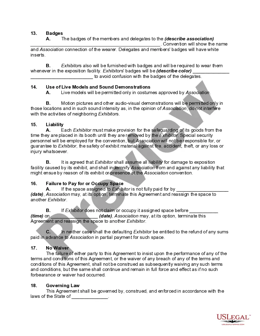 Get Contract for Exhibition Space or Booth at a Convention Preview Contract for Exhibition Space or Booth at a Convention