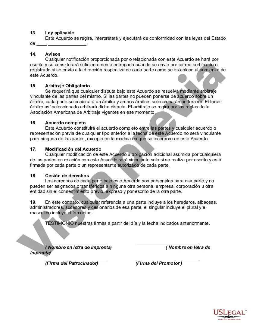 Preview Contrato de Promoción y Producción de Exposición Anual entre Patrocinador y Promotor